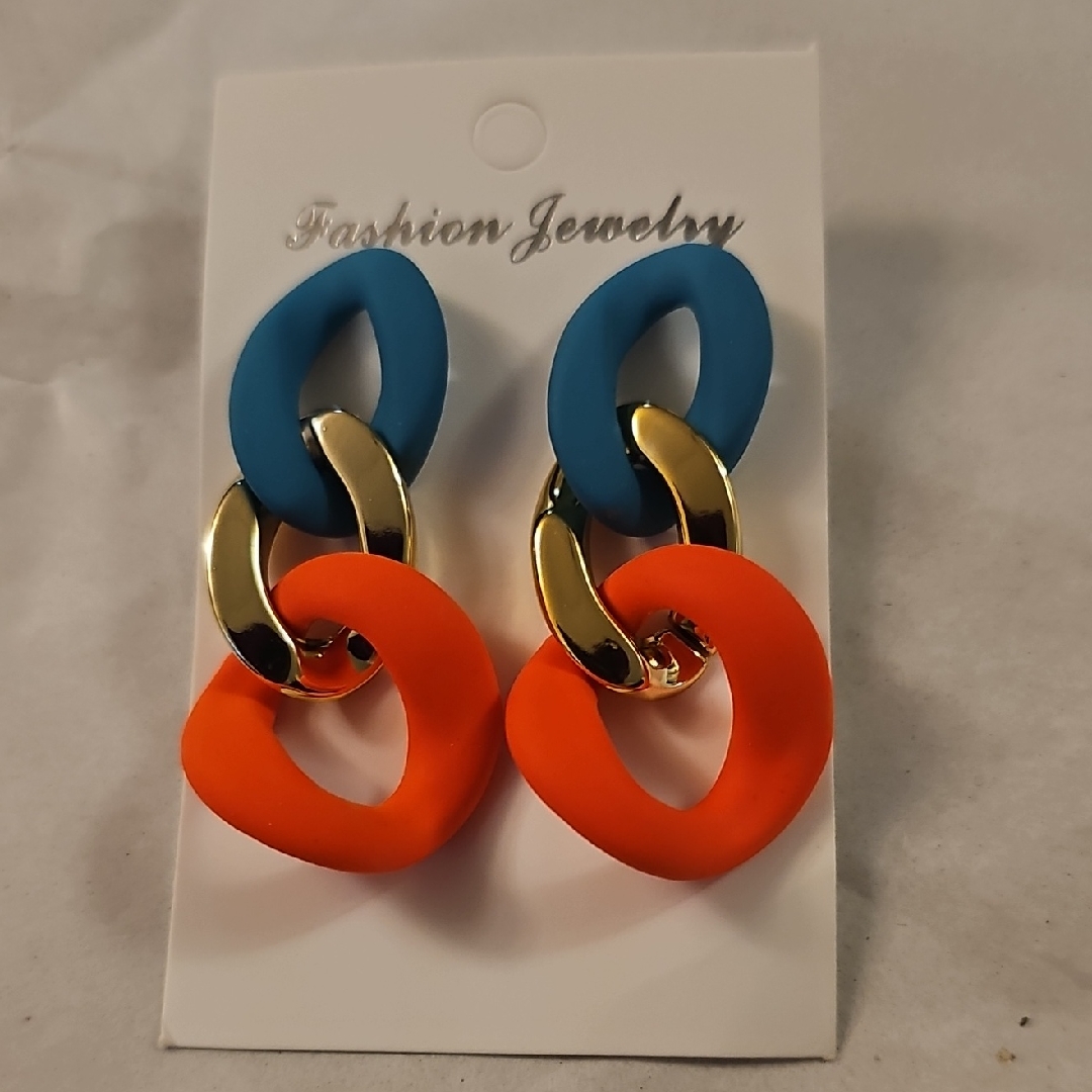 A# Blue And Orange Fashion Jewelry Earrings
